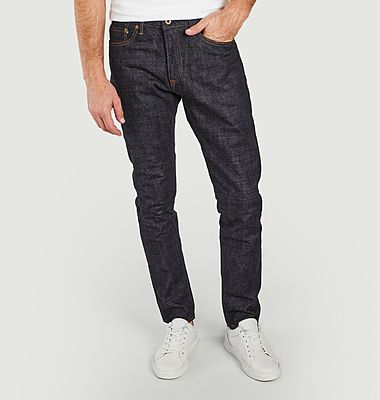 Circle selvedge tapered raw jeans